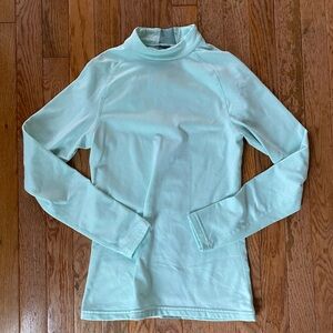 light blue and gray athletic workout mock neck longsleeve